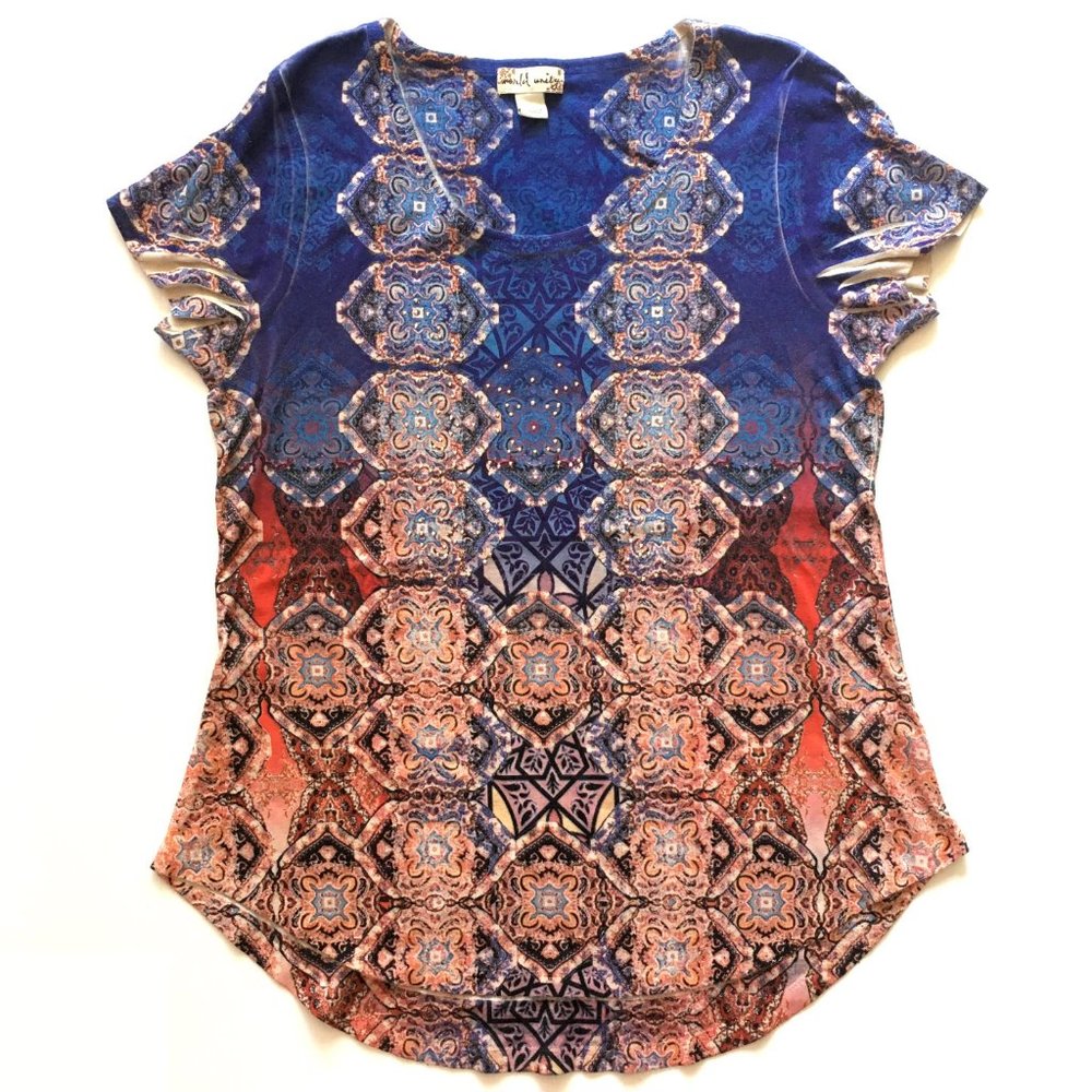 World Unity Blue Top with Rhinestones